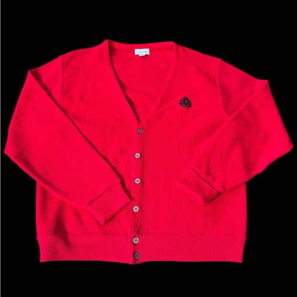 Vintage Izod Sweater Cardigan 100% Acrylic Rockabilly Men Size Large Tall EUC - Picture 1 of 5